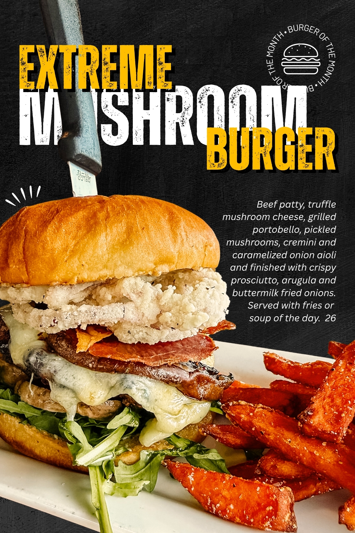 Description of this month's feature burger