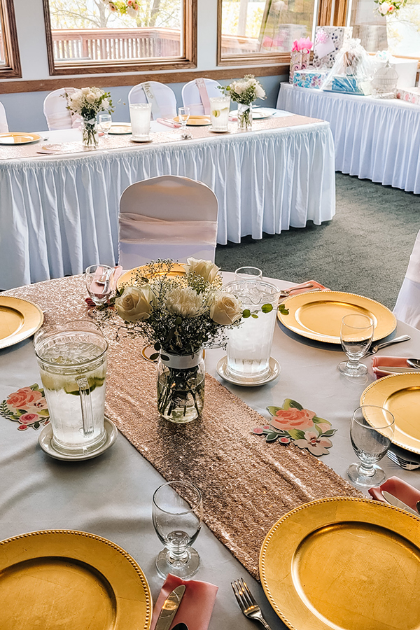 baby shower setup in Ojibwe room in event centre