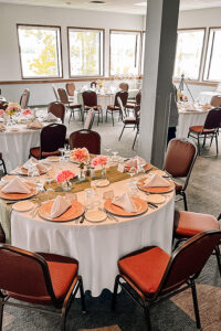 wedding table setup in Voyageur room in the event centre