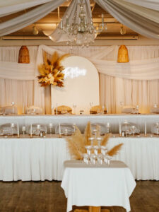 head table setup in Voyageur room in event centre