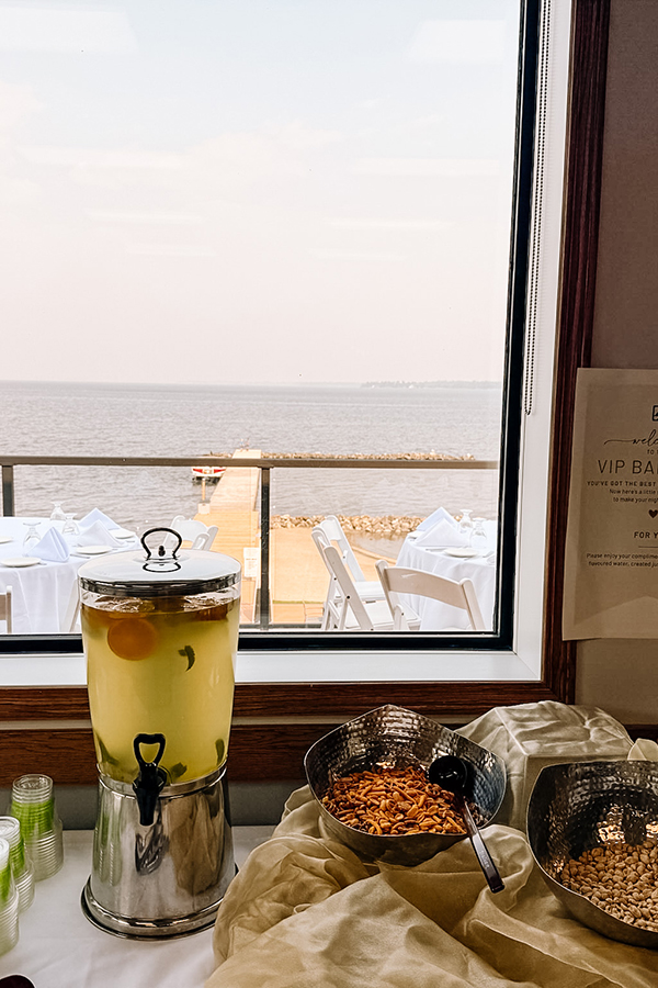 snacks and drink setup for community event in Lady Frances room in the event centre